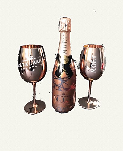 Moet Chandon N.I.R. Nectar Imperial 0,75l 12% Vol Set + 2x Echtglas Kupfer Gläser von Moët Chandon