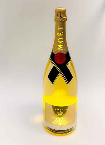 Moët Chandon Brut Champagner Jeroboam 3L Flasche mit LED-Beleuchtung in Holzkiste, 12% Vol. von Moët & Chandon