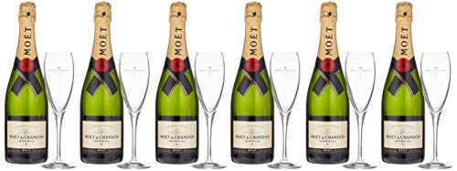 Moët & Chandon Champagne IMPÉRIAL Brut 12% Vol. 6x0,75l in Geschenkbox mit 6 Gläsern von Moët & Chandon