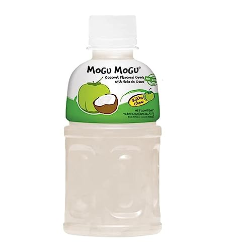 Mogu Mogu Cocco Coconut Flavoured Drink, Getränk mit Kokosgeschmack mit Nata de Coco Einweg-PET-Flasche 320ml von Mogu Mogu