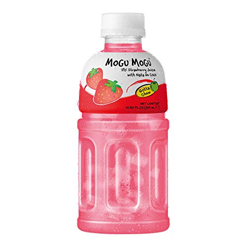 Mogu Mogu Fruchtsaft mit Nata de Coco, 300 ml, Erdbeere, 12 Stück von Mogu Mogu