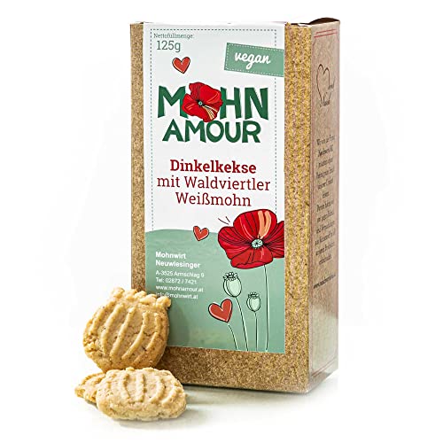 Weißmohn Dinkelkekse vegan 125g - Mit Waldviertler Weißmohn verfeinert - Ein wahrer Genuss für Groß und Klein von Mohnwirt Neuwiesinger von Mohn Amour