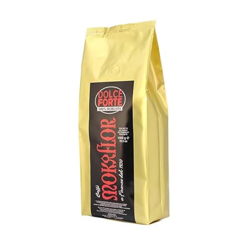 Mokaflor Miscela Dolce & Forte, 1000g ganze Bohne, Hochwertiger Espresso Kaffeebohnen, Intensiver Kaffee aus Italien, Dunkle Röstung, Robusta 100% von Mokaflor