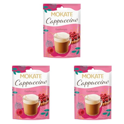 MOKATE® Cappuccino | 40g Geschmack: Himbeertörtchen | Instantkaffee Kaffeegetränk Instantkaffee Samtig und Aromatisch Cremiger Getränk Kaffee Getränkepulver (Packung mit 3) von MOKATE