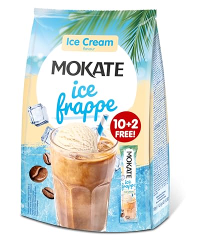 MOKATE® Eisfrappe Eiscrema - 1 Pack - 250g - 12 Sticks - Eiskaffee Ice Frappe Ice Cream - Ice Coffee - Instantkaffee Getränkepulver Smooth & Creamy Pulver Getränke - Koffeinhaltig von MOKATE