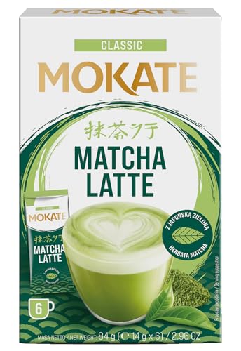 MOKATE® Matcha Latte - 1 Box - 6 Säckchen 84g - Instantkaffee Classic Klassisch Kombiniert Mit Grünem Tee - Pulver Kaffee Green - Japan, Vegan von MOKATE