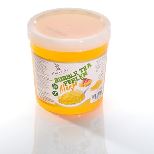 MOMO's TEA Bubble Tea Perlen, Popping Boba, Vegan und glutenfrei, Halal (1300g, Mango) von Momo´s Tea