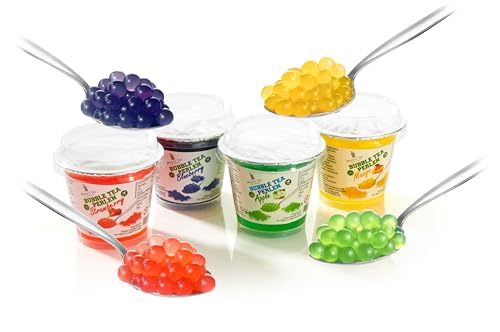 Momo's Tea Bubble Tea Beads Strawberry, Blueberry, Apple, Mango, Popping Boba, Strawberry Blueberry Apple Mango Flavour, Vegan and Gluten Free, Halal, 480 g von Momo´s Tea