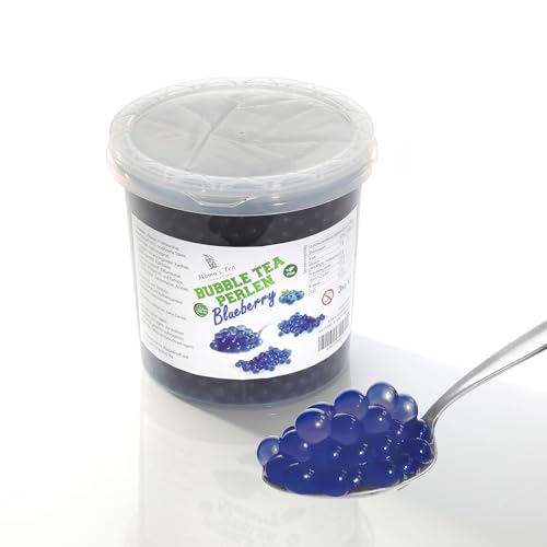 Momo's Tea Bubble Tea Perlen - 3000g Blaubeer Geschmack - Vegan, Glutenfrei & Halal - Mit Fruchtsaft - Ideal Für Snacks, Desserts & Getränke - Bubbles Für Bubble Tea, Popping Boba Fruchtperlen von Momo´s Tea