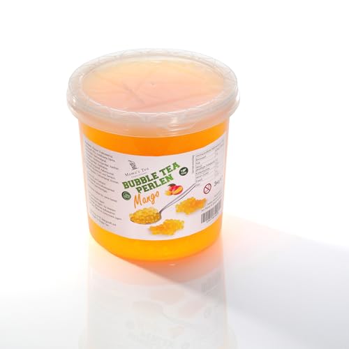 Momo's Tea Bubble Tea Perlen 3000g - Vegan & Glutenfrei - Halal Mango Popping Boba - Mit Echt Fruchtsaft - Ideal für Snacks, Desserts & Getränke - Perfecte Bubbles für Bubble Tea & Boba von Momo´s Tea