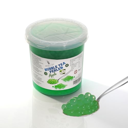 Momo's Tea Bubble Tea Perlen - 3000g Vegane Glutenfreie Halal Boba Perlen Mit Fruchtsaft - Apfel Flavor - Perfekt Für Snacks, Desserts & Getränke - Bubble Tea/Boba/Popping Boba Spezialität von Momo´s Tea