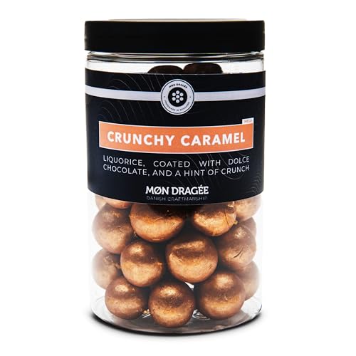 Mon Dragée Dänische Lakritz Kugeln, Crunchy Caramel 250g, mit Dolce Schokolade und einem Hauch von Knusprigkeit, Glutenfreie Feinkost-Pralinen, Edles Geschenk für Liebhaber besonderer Süßigkeiten von Mon Dragée