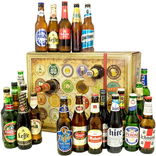 Bier-Adventskalender, 24 Biere aus aller Welt, inkl. Geschenkbox, MEHRWEG (24 x 0.33 l) von Monatsgeschenke