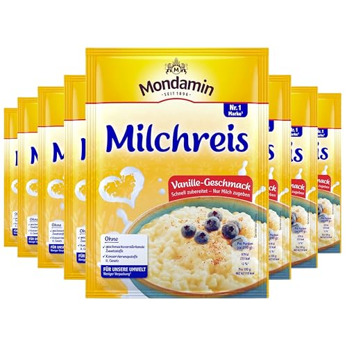 Mondamin Milchreis Vanille-Geschmack für ein süßes Dessert schnell zubereitet, nur Milch zugeben 117 g 8 Stück von Mondamin