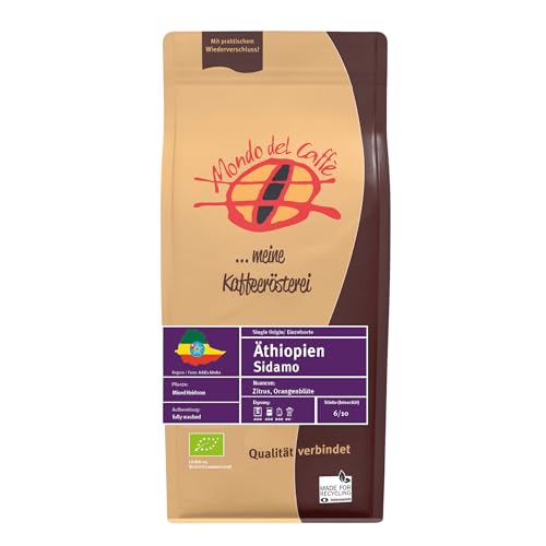 Äthiopien Bio Sidamo Spezialitätenkaffee/Mondo del Caffè/Kaffee ganze Bohne Bio (1000gr., Zitrus, Orangenblüten) von Mondo del Caffè