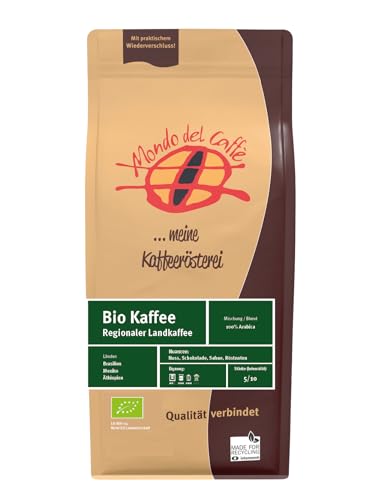 BIO REGIONALER LANDKAFFEE (BIO KAFFEE, 100% ARABICA) GANZE BOHNE ODER GEMAHLEN von Mondo del Caffè