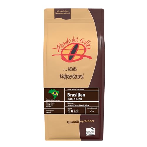 Brasilien Bob-o-Link natural | Kaffee | ganze Bohne | mit wenig Säure | 100% Arabica Single Origin | Mondo del Caffè (350gr., Dunkle Schokolade) von Mondo del Caffè