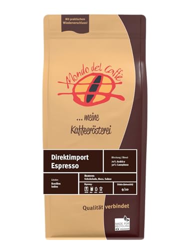 Direktimport Espresso 70/30 Blend/Mondo del Caffè/Spezialitätenespresso/ganze Bohne (350gr., Nuss, Sahne, Schokolade) von Mondo del Caffè