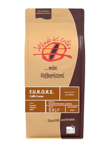 F.U.R.O.R.E. (Furore) Premium Kaffee für den Vollautomaten | ganze Bohne, mittelkräftig, mit wenig Säure | 100% Arabica Blend (350, Gramm) von Mondo del Caffè