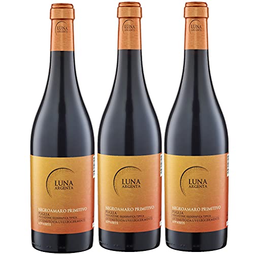 Luna Argenta Negroamaro Primitivo Appassite IGT Rotwein Wein halbtrocken Italien Inkl. FeinWert E-Book (3 x 0,75l) von Sattie