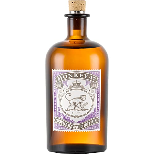 Monkey 47 Schwarzwald Dry Gin – Harmonischer Ultra Premium Gin mit Wacholderaroma & frischen Zitronen- und Fruchtnoten – 1 x 0,5 L | 500 ml (1er Pack) von Monkey 47