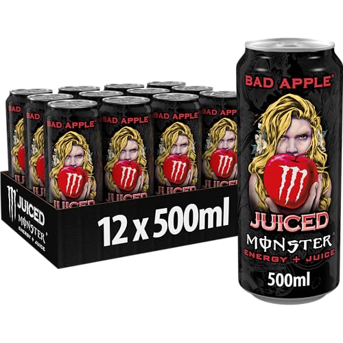 Monster Energy Bad Apple - koffeinhaltiger Energy Drink mit knackig-frischem Apfel-Geschmack - in praktischen Einweg Dosen (12 x 500 ml) von Monster Energy