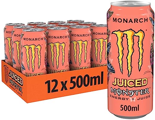 Monster Energy Monarch - koffeinhaltiger Energy Drink mit fruchtigem Geschmack aus Pfirsich und Nektarine - in praktischen Einweg Dosen (12 x 500 ml) von Monster Energy