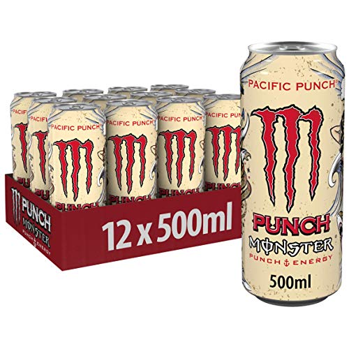 Monster Energy Pacific Punch - koffeinhaltiger Energy Drink mit erfrischendem Punsch-Geschmack aus Himbeere, Guave und Kirsche - in praktischen Einweg Dosen (12 x 500 ml) von Monster Energy