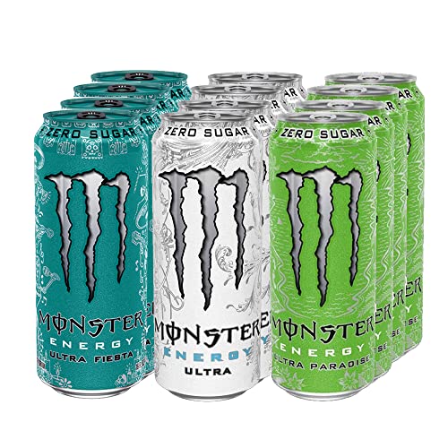 Monster Energy Ultra Zero Sugar Mixed Case (500 ml x 12) mit gratis Aufkleberpaket – Ultra Zero, Ultra Violet, Ultra Paradise von Monster Energy