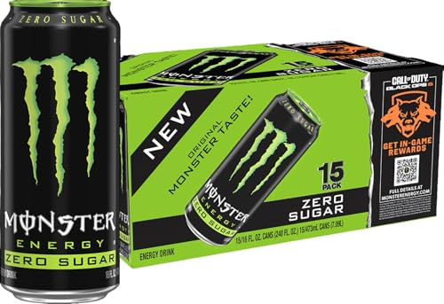 Monster Energy Zero Sugar, Green, Original, Low Calorie Energy Drink, 16 Fl Oz (Pack of 15) von Monster Energy