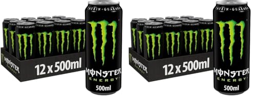 Monster Energy - koffeinhaltiger Energydrink mit klassischem Energy-Geschmack - in praktischen Einweg Dosen (12 x 500 ml) (Packung mit 2) von Monster Energy