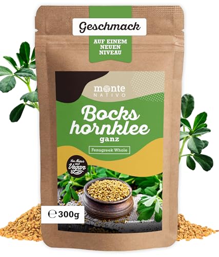 Bockshornkleesamen Monte Nativo (300g) - Schonend getrocknetes und aromatisches ganzes Bockshornklee-Gewürz - Bockshornklee perfekt zum Kochen oder als Tee - Sorgfältig ausgewählte Bockshornkleesamen von Monte Nativo