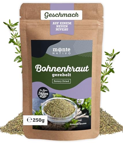 Bohnenkraut getrocknet Monte Nativo (250g) - Aromatisches Bohnenkraut gerebelt - Savory - Schonend getrocknete und aromatische Gewürze ideal zum Kochen und Würzen - Intesiver Geschmack von Monte Nativo