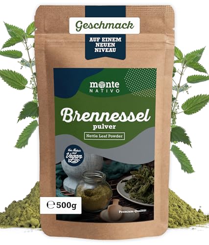 Brennnesselpulver Monte Nativo (500g) - Schonend getrocknete und gemahlene Brennnessel - Aromatische und leckere Brennnessel Pulver ideal zum Kochen und Backen - Nettle Powder von Monte Nativo