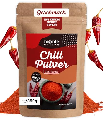 Chili Pulver Monte Nativo (250g) - Fein gemahlener Chili - Ideal zum Kochen - Chilli Gewürz - Reine und natürliche getrocknete Gewürze - Chilipulver - Chilli powder von Monte Nativo