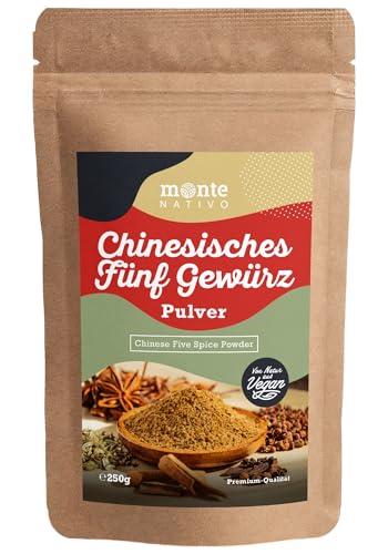 Chinesische Fünf Gewürze Monte Nativo (250g) - Chinesisches 5 Gewürzpulver - China Gewürzmischung - Schonend getrocknete und aromatische Gewürze ideal zum Kochen - Intesives Aroma und Geschmack von Monte Nativo