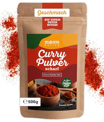 Curry Pulver Monte Nativo (500g) - Scharfes Currypulver perfekt zum Kochen - Gewürze für Currysauce - Fein getrocknetes und gemahlenes Currypulver - Hot Curry Powder von Monte Nativo