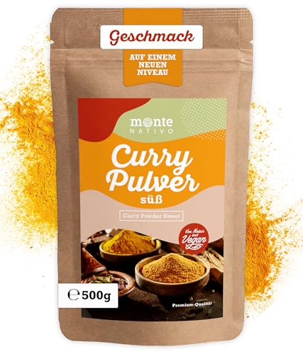 Curry Pulver Monte Nativo (500g) - Süßes Currypulver perfekt zum Kochen - Gewürze für Currysauce - Fein getrocknetes und gemahlenes Currypulver - Sweet Curry Powder von Monte Nativo