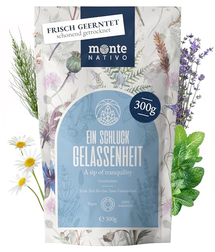 Gelassenheit Tee Monte Nativo (300g) - Hochwertige Kräutermischung - Lavendel, Kamillentee, Pfefferminztee lose - als Schlaftee, Beruhigungstee - 100% natürlich und ohne Zusatzstoffe von Monte Nativo