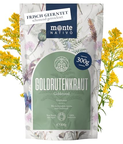 Goldrutenkraut Tee Monte Nativo (300g) - Goldrutentee schonend getrocknet - Goldrute - Tee lose 100% natürlich und ohne Zusatzstoffe - Aromatischer Kräutertee für einen köstlichen Aufguss von Monte Nativo