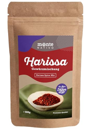 Harrisa Gewürz Monte Nativo (500g) - Aromatische Harissa Gewürzmischung - Schonend getrocknete und aromatische Gewürze ideal zum Kochen und Würzen - Intesives Aroma und Geschmack von Monte Nativo