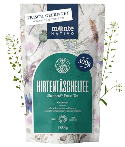 Hirtentäscheltee Monte Nativo (300 g) - Hirtentäschelkraut Tee schonend getrocknet zur jeder Zeit - 100% rein und natürlich Hirtentäschel als Kräutertee oder als Tee Geschenk - Früchtetee von Monte Nativo