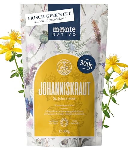 Johanniskraut Tee Monte Nativo (300g) - Johanniskrauttee schonend getrocknet - 100% natürlich und ohne Zusatzstoffe - Aromatischer Kräutertee für einen köstlichen Aufguss von Monte Nativo