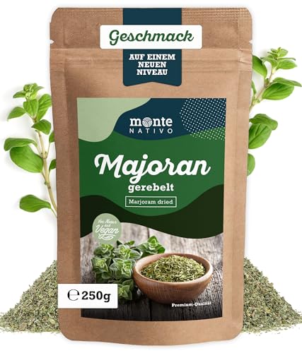 Majoran gerebelt Monte Nativo (250g) - Majoran Tee getrocknet - Marjoram - Schonend getrocknete und aromatische Gewürze ideal zum Kochen und Würzen - Intesives Aroma und Geschmack von Monte Nativo