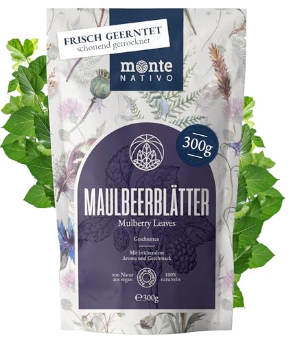 Maulbeerblätter Tee Monte Nativo (300g) - Mulberry Leaf Tea schonend getrocknet - 100% natürlich und ohne Zusatzstoffe - Aromatischer Kräutertee für einen köstlichen Aufguss von Monte Nativo