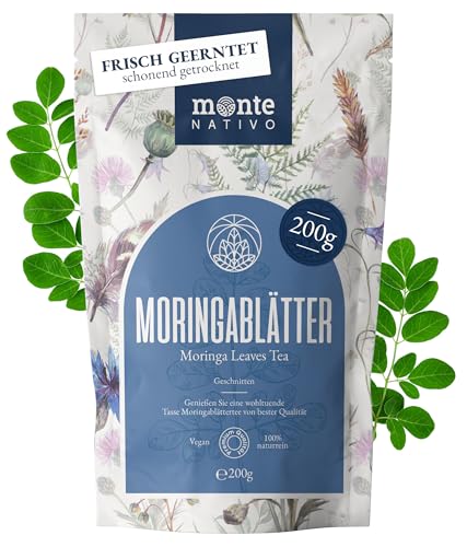 Moringa Tee Monte Nativo (200g) - Schonend geschnitten und getrocknet - 100% natürlich und ohne Zusatzstoffe - Aromatischer Kräutertee für einen köstlichen Aufguss von Monte Nativo