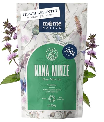 Spearmint Tea Monte Nativo (200g) - Nana Minze Tee - schonend getrocknete Nanaminze - 100% natürlich und ohne Zusatzstoffe - Aromatischer Kräutertee für einen köstlichen Aufguss von Monte Nativo