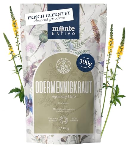 Odermennig Tee Monte Nativo (300g) - Odermennigkraut schonend getrocknet - Tee lose 100% natürlich und ohne Zusatzstoffe - Aromatischer Kräutertee für einen köstlichen Aufguss von Monte Nativo