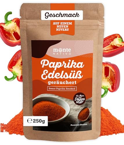 Paprika edelsüß geräuchert Monte Nativo (250g) - Geräuchertes Paprikapulver - Reiner und natürlicher Paprika geräuchert edelsüß - Ideal zum Kochen - Getrocknete Gewürze von Monte Nativo