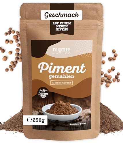 Piment gemahlen Monte Nativo (250g) - Fein gemahlene Pimentkörner - Allspice - Schonend getrocknete und aromatische Gewürze ideal zum Kochen und Würzen - Intesives Aroma und Geschmack von Monte Nativo